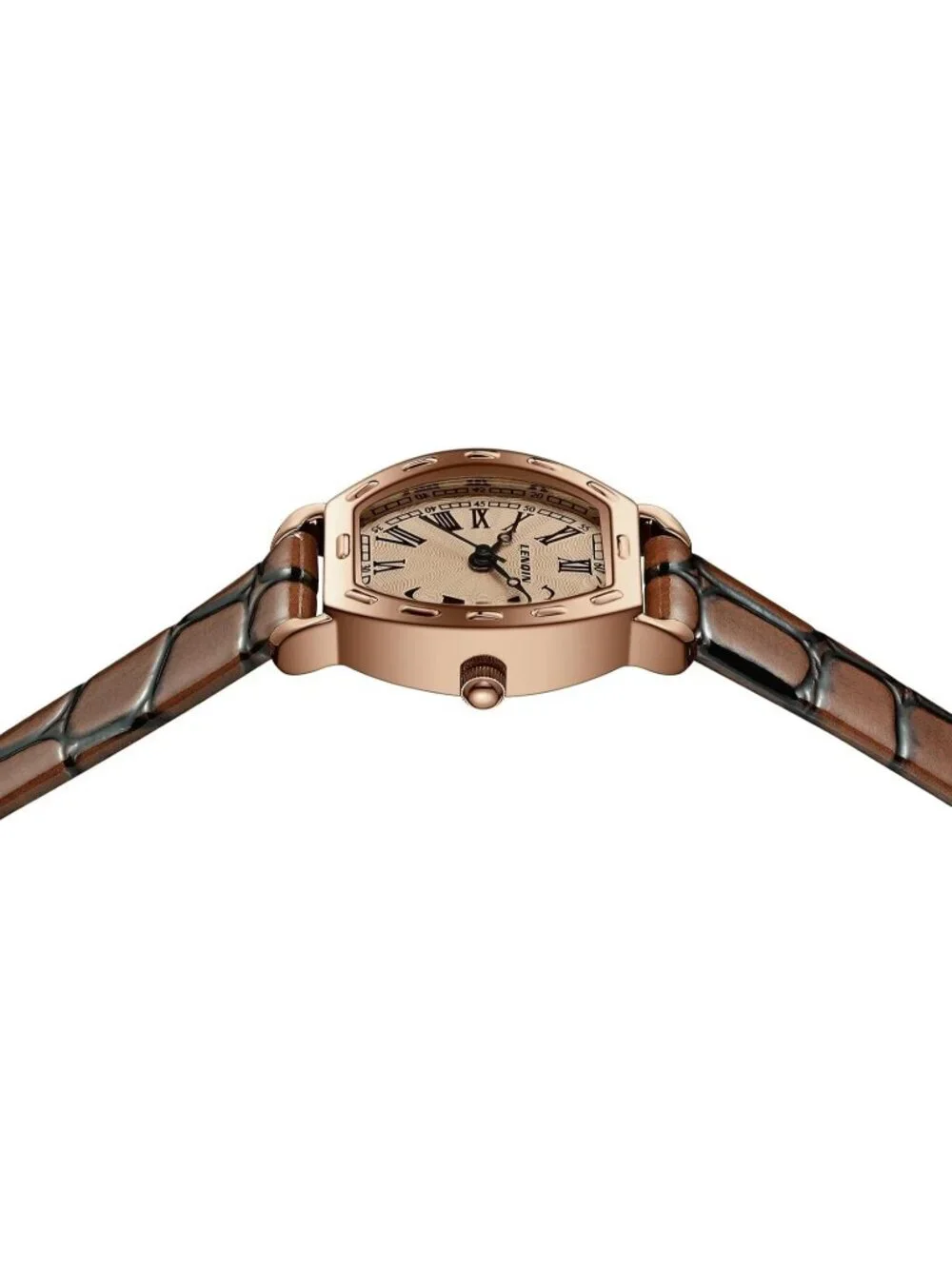Ln Lenqin Womens Coffee Brown Analog Quartz Leather Strap Waterproof Wrist Watch